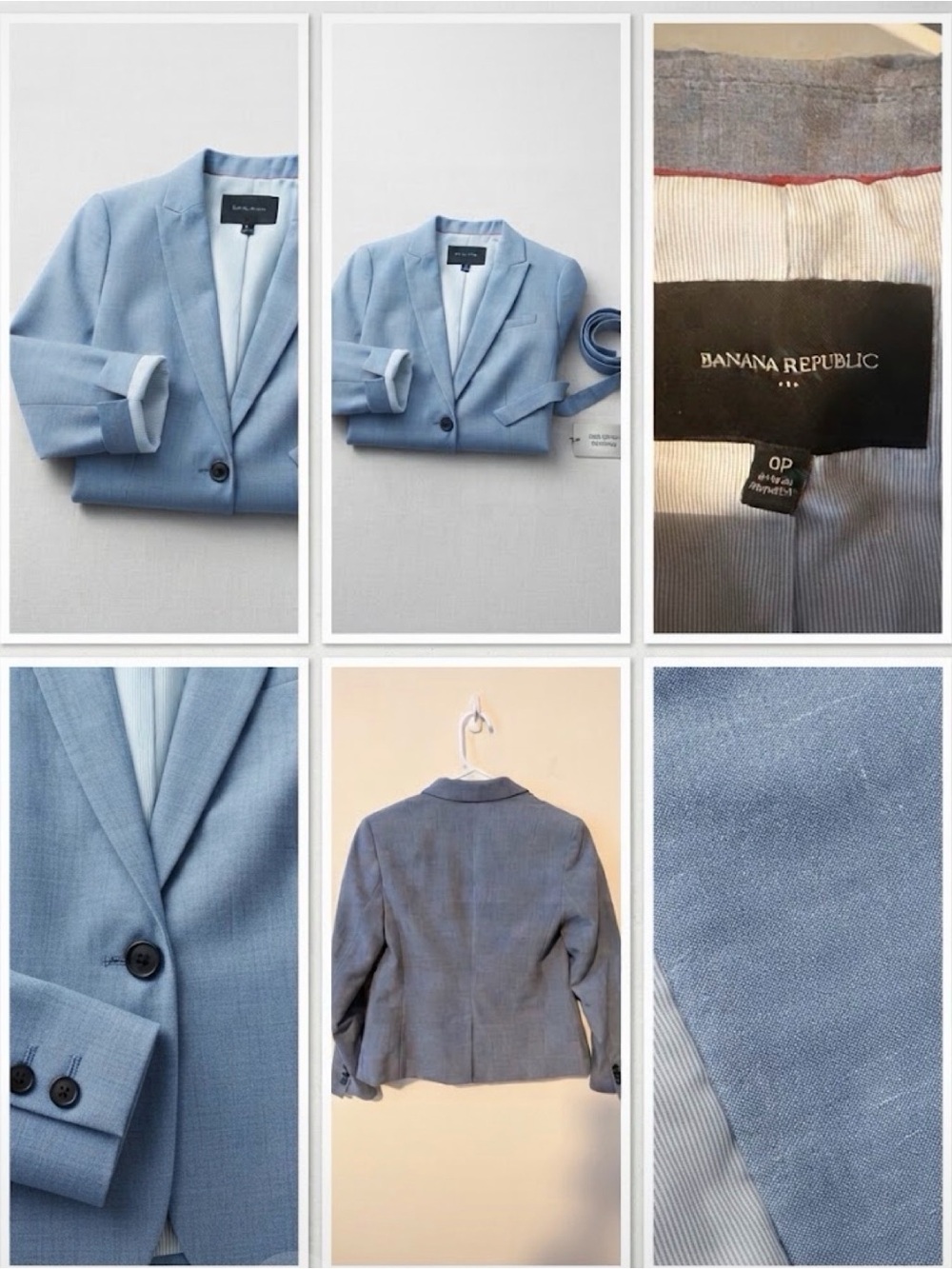 Banana Republic Tailored Blue Chambray Petite Blazer Women’s